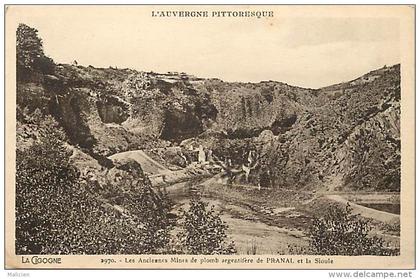 - puy de dome - ref 446 - pontgibaud - les anciennes mines de plomb argentifere de pranal et la sioule - carte bon etat-