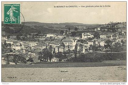 - puy de dome - ref 556 - saint bonnet le chastel - st bonnet le chastel - vue generale prise de la grole -