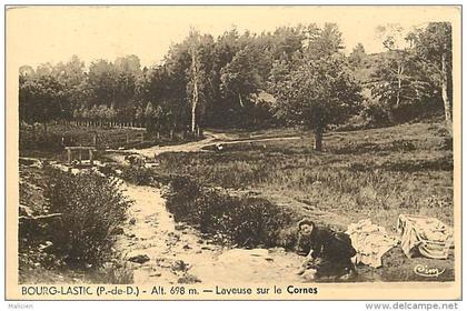 - ref -H843 -puy de dome  - bourg lastic - laveuse sur le cornes - laveuses - carte bon etat -