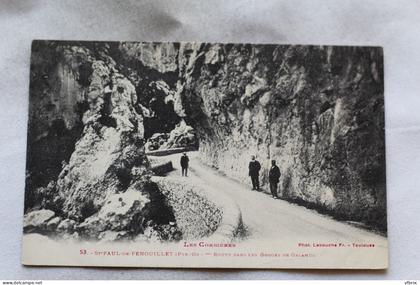 N373, Saint Pau de Fenouillet, route dans les gorges de Galamus, Pyrénées Orientales 66