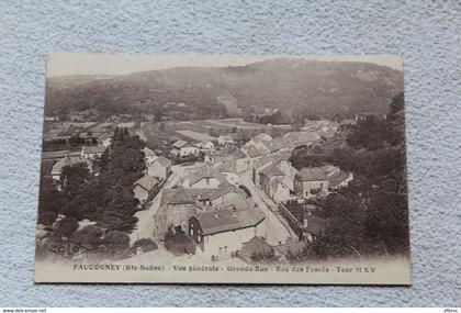 Cpa 1923, Faucogney, vue générale, grande rue, rue des fossés, tour, Haute Saône 70