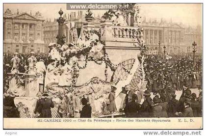 les fetes de la mi-careme 1906-  -ref no 75222-char du printemps -reine des marches decouverts- bon etat