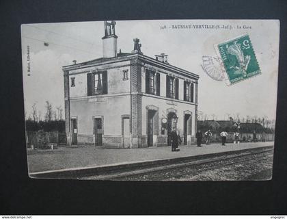 CPA Gare  :  Saussay-Yerville  -   La Gare