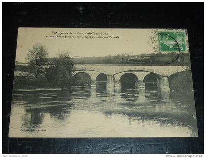 ARCY-SUR-CURE - LES DEUX PONTS JUMEAUX SUR LA CURE AU SORTIR DES TUNNELS - 89 YONNE (Q)