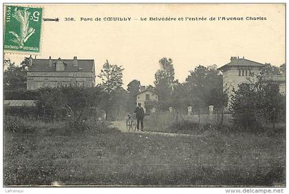 val de marne -ref 269- coeuilly -parc de coeuilly -le belvedere et l entree de l avenue charles  - carte bon etat  -