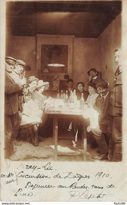 bray et lû * carte photo 1910 * excursion de pâques et déjeuner au Rendez Vous de chasse