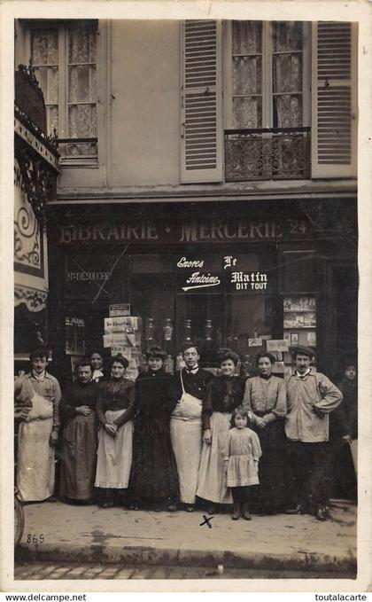 CARTE PHOTO 95 ERMONT EAUBONNE LIBRAIRIE MERCERIE  Belle