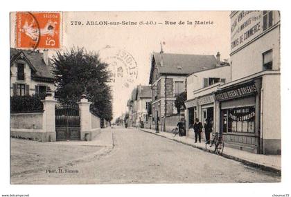 1546, Val de Marne, Ablon sur Seine, Simon 779, Rue de la Mairie, Cremerie Epicerie, voyagée en 1923, bon état