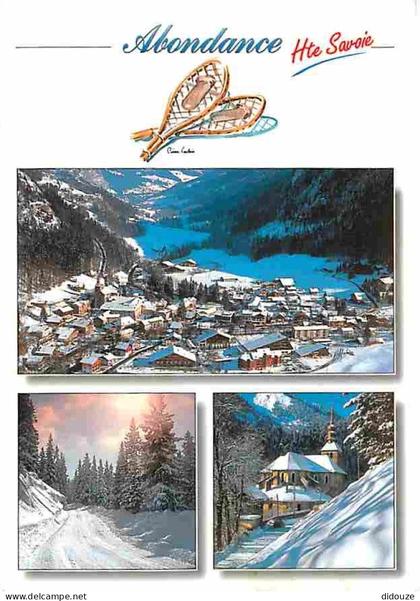 74 - Abondance - Multivues - Hiver - Neige - Flamme Postale - CPM - Voir Scans Recto-Verso