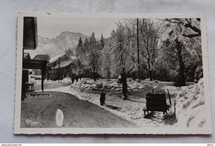 Cpsm 1957, Abondance, entrée du village, Haute Savoie 74