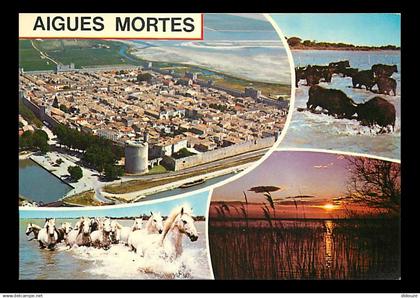 30 - Aigues Mortes - Multivues - Chevaux - Flamme Postale de Aigues Mortes - CPM - Voir Scans Recto-Verso