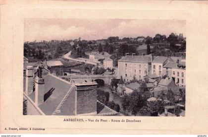 53 - mayenne -  AMBRIERES LES VALLEES - vue du pont - route de Domfront