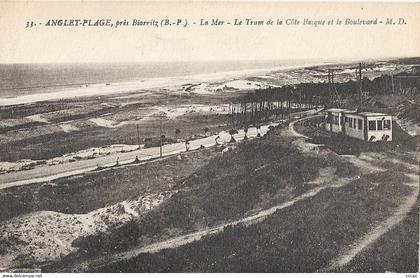 CPA Anglet Plage La Mer Le train de la Côte Basque et le Boulevard