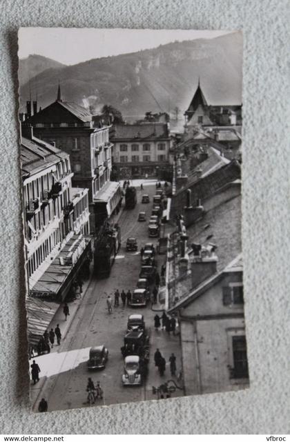 Cpsm, Annemasse, rue de la gare et vue sur le Salève, haute Savoie 74