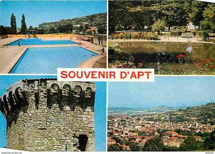 84 - Apt - Multivues - Piscine - Camping - Flamme Postale - CPM - Voir Scans Recto-Verso