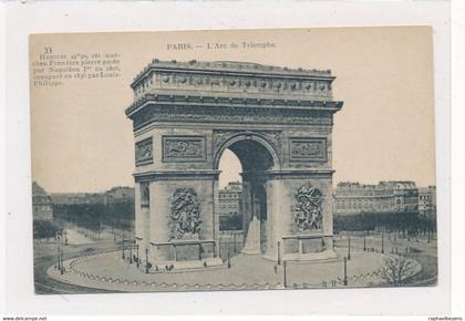 CPA 33 Paris Arc de triomphe circulée dos vert