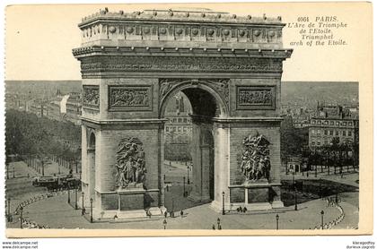 Paris, Arc de Triomphe old postcard unused b180410
