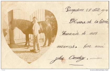 ARNAC-POMPADOUR  CARTE PHOTO JEUNE GARCON AVEC SON PONEY