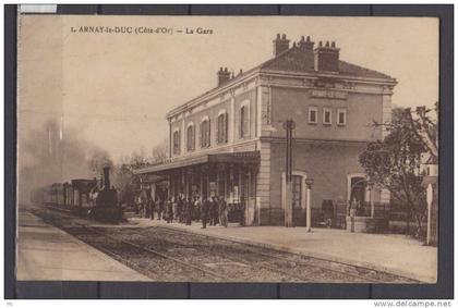 21 - Arnay le Duc - La Gare  - train - animée