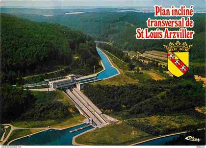 57 - Saint Louis - Arzviller - Le plan incliné transversal - Ascenseur à Bateaux - Vue aérienne - Blasons - Carte Neuve