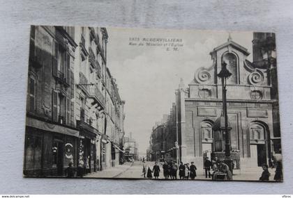 Aubervilliers, rue du Moutier et l'église, Seine saint Denis 93