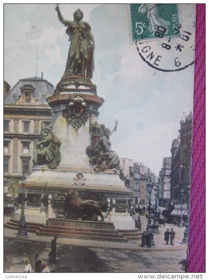 CPA Colorisée 1908=>PARIS LA STATUE DE LA REPUBLIQUE -LL-=>Cartes Postales > Europe > France > [75] Paris > Autres monum