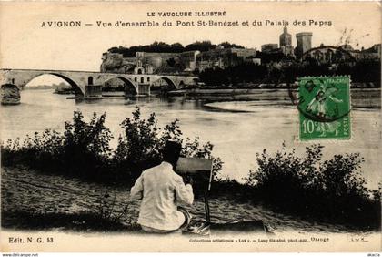 CPA AVIGNON - Vue d'ensemble du Pont St-Benezet et du Palais des PAPES (293449)