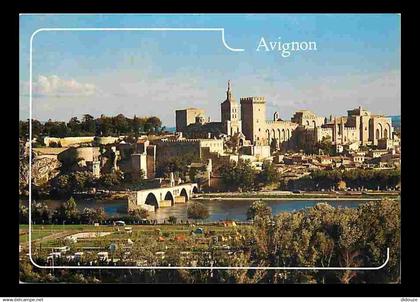 84 - Avignon - Le Palais des Papes - le Rhône - Le Pont St Bénézet et le rocher des Doms - Flamme Postale - Camping - CP