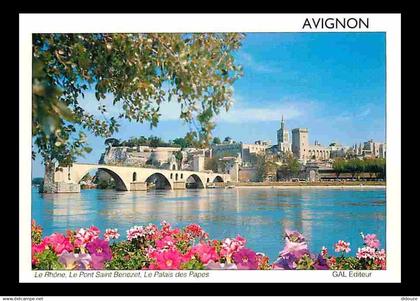 84 - Avignon - Le Rhône - Le Pont Saint Bénézet - Le Palais des Papes - Fleurs - CPM - Voir Scans Recto-Verso