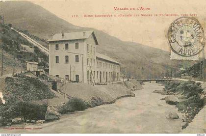 11 - Axat - Usine Electrique - Entrée des Gorges de St Georges près Axat - CPA - Oblitération ronde de 1908 - Voir Scans