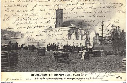 CARTE POSTALE Ancienne  de   AY - Révolution en Champagne Avril 1911
