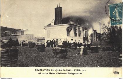 Carte POSTALE  Ancienne  de  AY - Révolution en Champagne, avril 1911