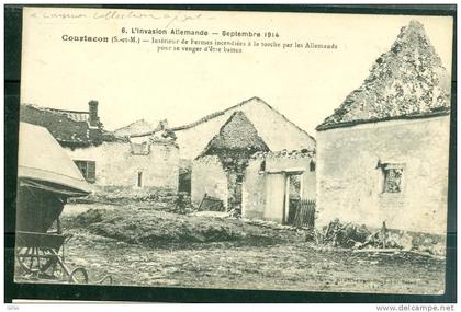 septembre 1914 - Courtacon après l'incendie - interieur  des fermes incendiées par les allemands  - su63