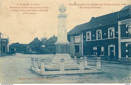 dpts div.-ref-AF758- pas de calais - barlin - monument aux morts - monuments aux morts - guerre 1914-18 -