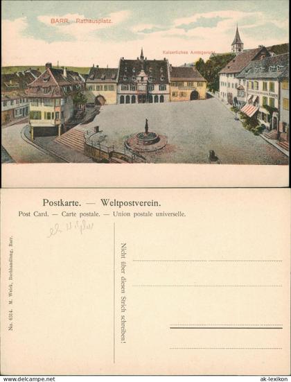 Barr (Elsaß) Barr (Bas-Rhin) Rathaus-Platz und Kaiserliches Amtsgericht 1905