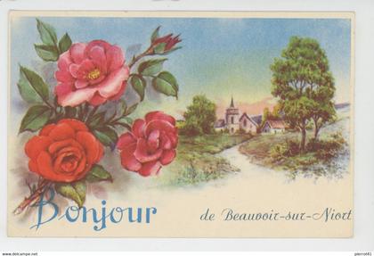 BEAUVOIR SUR NIORT - Jolie carte fantaisie fleurs "Bonjour de BEAUVOIR SUR NIORT "