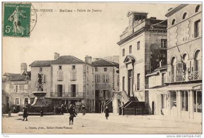 BELLAC  CAFE PALAIS DE JUSTICE EN 1914 ANIMEE
