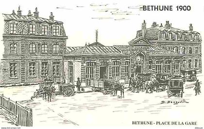 62 - Béthune - Béthune 1900 - Place de la Gare - Chevaux - Fiacres - Carte Neuve - CPM - Voir Scans Recto-Verso