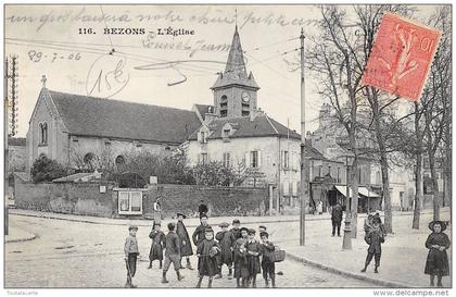 CPA 95 BEZONS L EGLISE animée  1906