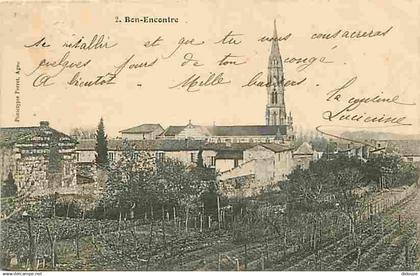 47 - Bon-Encontre - Vue Générale - Oblitération ronde de 1906 - Etat léger coups visibloe - CPA - Voir Scans Recto-Verso