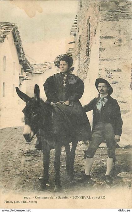 73 - Bonneval sur Arc - Costumes de la Savoie - Animée - Anes - Folklore - Oblitération ronde de 1908 - CPA - Voir Scans