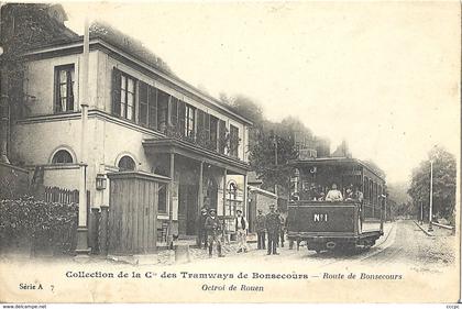 CPA Bonsecours Collection des Compagnies de Tramways Route de Bonsecours Octroi de Rouen