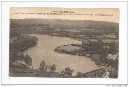 cp , 22 , vue générale du barrage de BOSMELEAC , près UZEL , alimentant le canal de NANTES à BREST