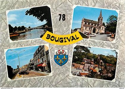 78 - Bougival - Multivues - Blasons - Automobiles - CPM - Flamme Postale de Bougival - Voir Scans Recto-Verso