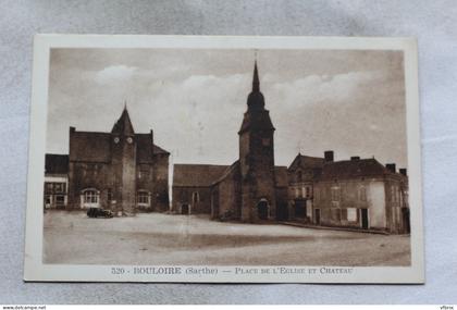 Cpsm 1952, Bouloire, place de l'église et château, Sarthe 72