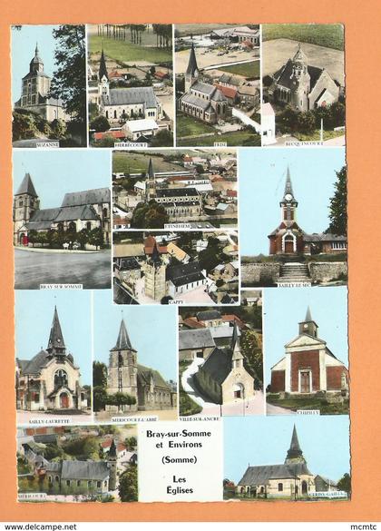CPSM grand format  - Bray sur Somme et Environs  -(Somme) Les Eglises