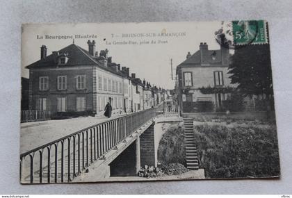 Cpa 1910, Brienon sur Armançon, la grande rue, prise du pont, Yonne 89