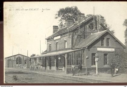 cpa bruay sur escaut  gare  1922