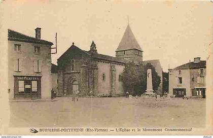 87 - Bussière Poitevine - L'Eglise et le Monument Commémoratif - Animée - CPA - Voir Scans Recto-Verso