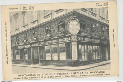 PARIS - IIème arrondissement - RESTAURANTS ITALIENS FRANCO-AMÉRICAINS POCCARDI 9 Rue d'Amboise - 12&14 Rue Favart